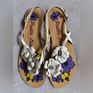 Poetic License White with Black Polkadot  Floral Sandals